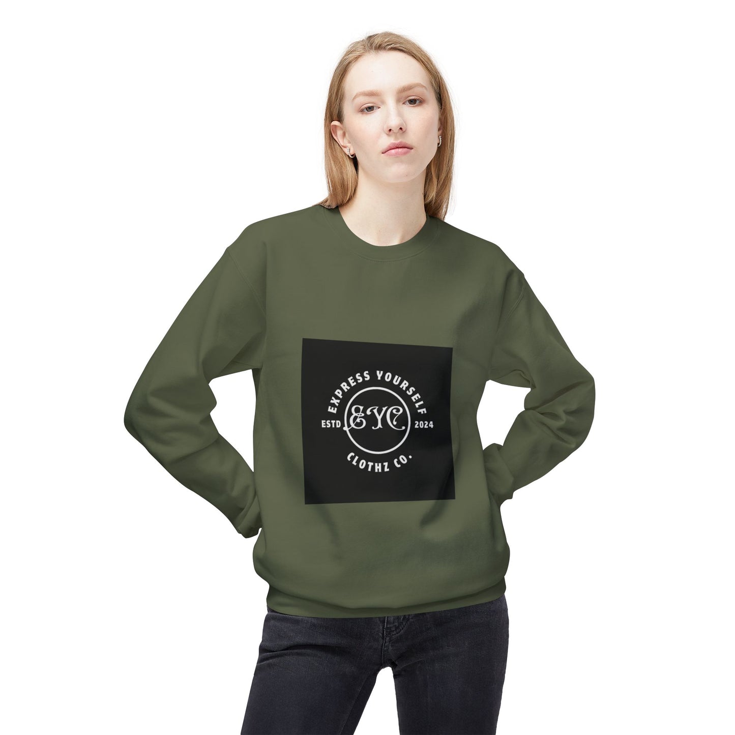 EYC Express Yourself Crewneck Sweatshirt - Unisex Midweight Fleece with QR Code - Express Yourself Clothz