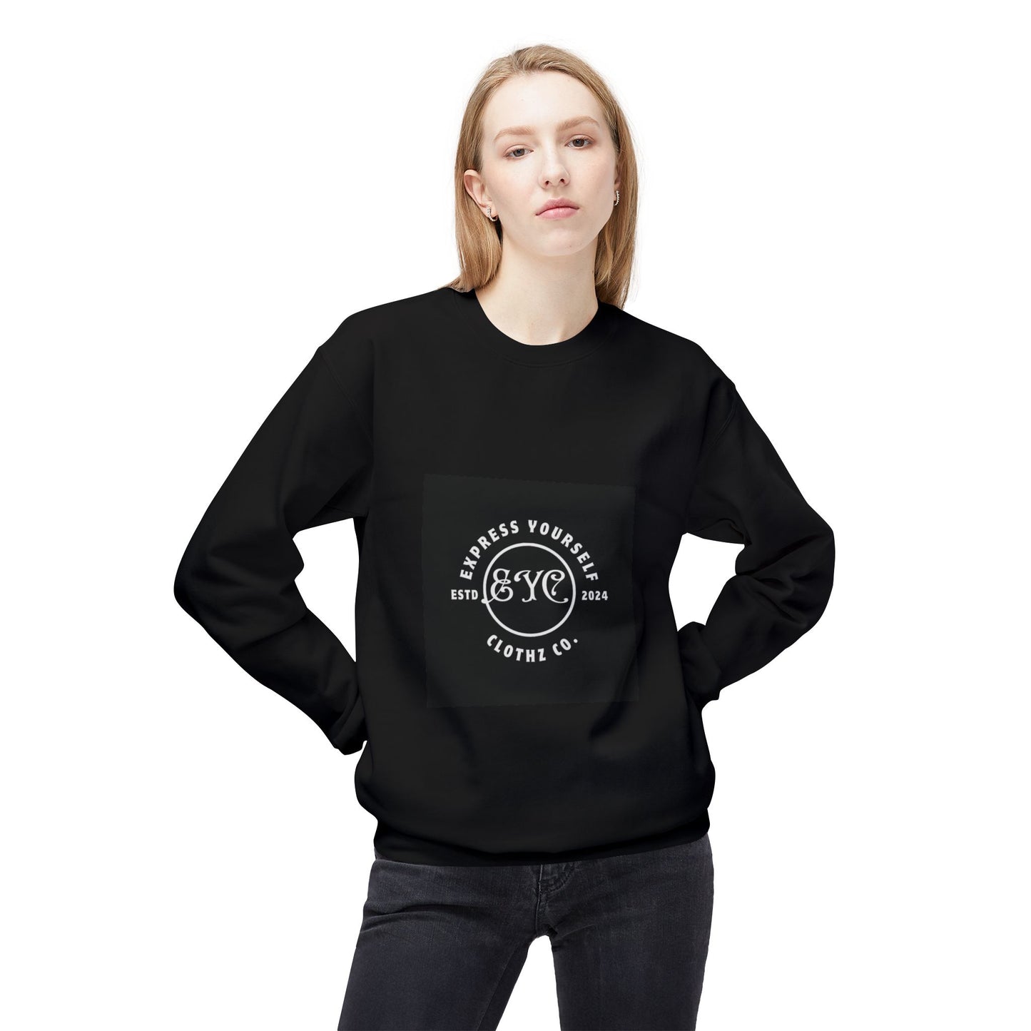 EYC Express Yourself Crewneck Sweatshirt - Unisex Midweight Fleece with QR Code - Express Yourself Clothz