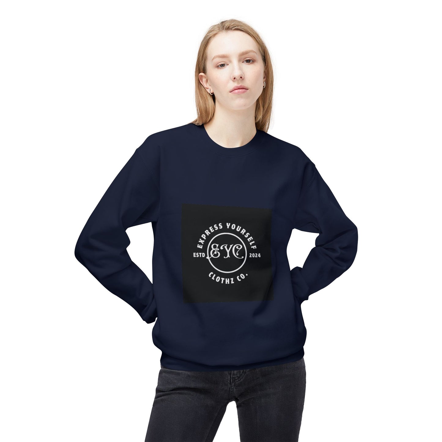 EYC Express Yourself Crewneck Sweatshirt - Unisex Midweight Fleece with QR Code - Express Yourself Clothz