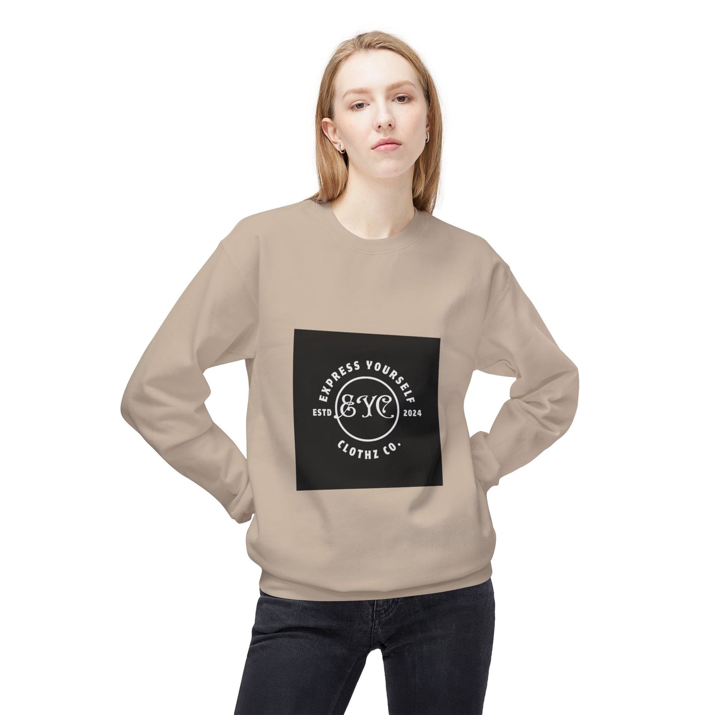 EYC Express Yourself Crewneck Sweatshirt - Unisex Midweight Fleece with QR Code - Express Yourself Clothz