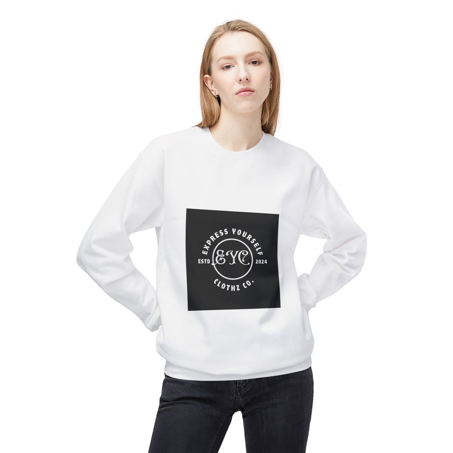 EYC Express Yourself Crewneck Sweatshirt - Unisex Midweight Fleece with QR Code - Express Yourself Clothz