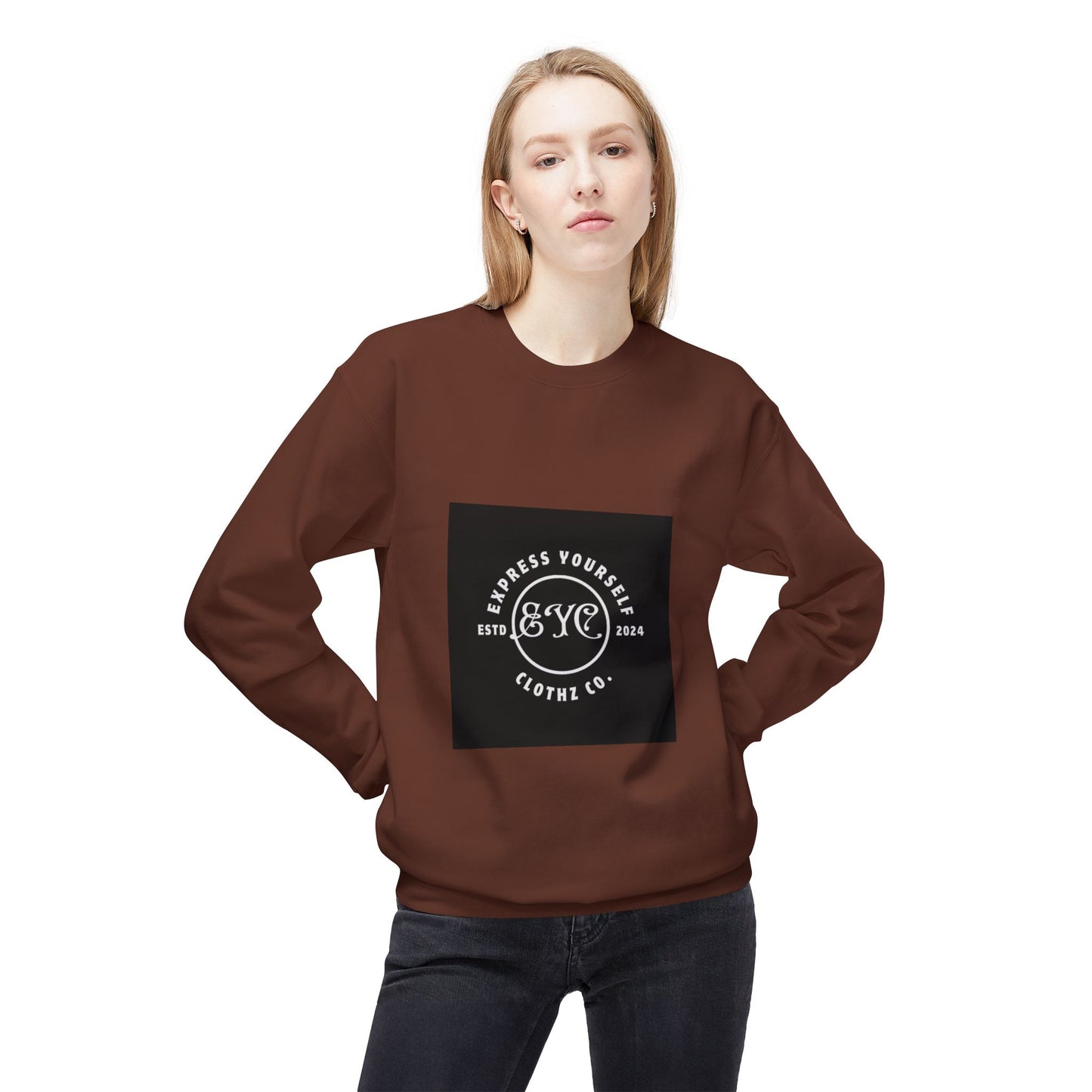 EYC Express Yourself Crewneck Sweatshirt - Unisex Midweight Fleece with QR Code - Express Yourself Clothz