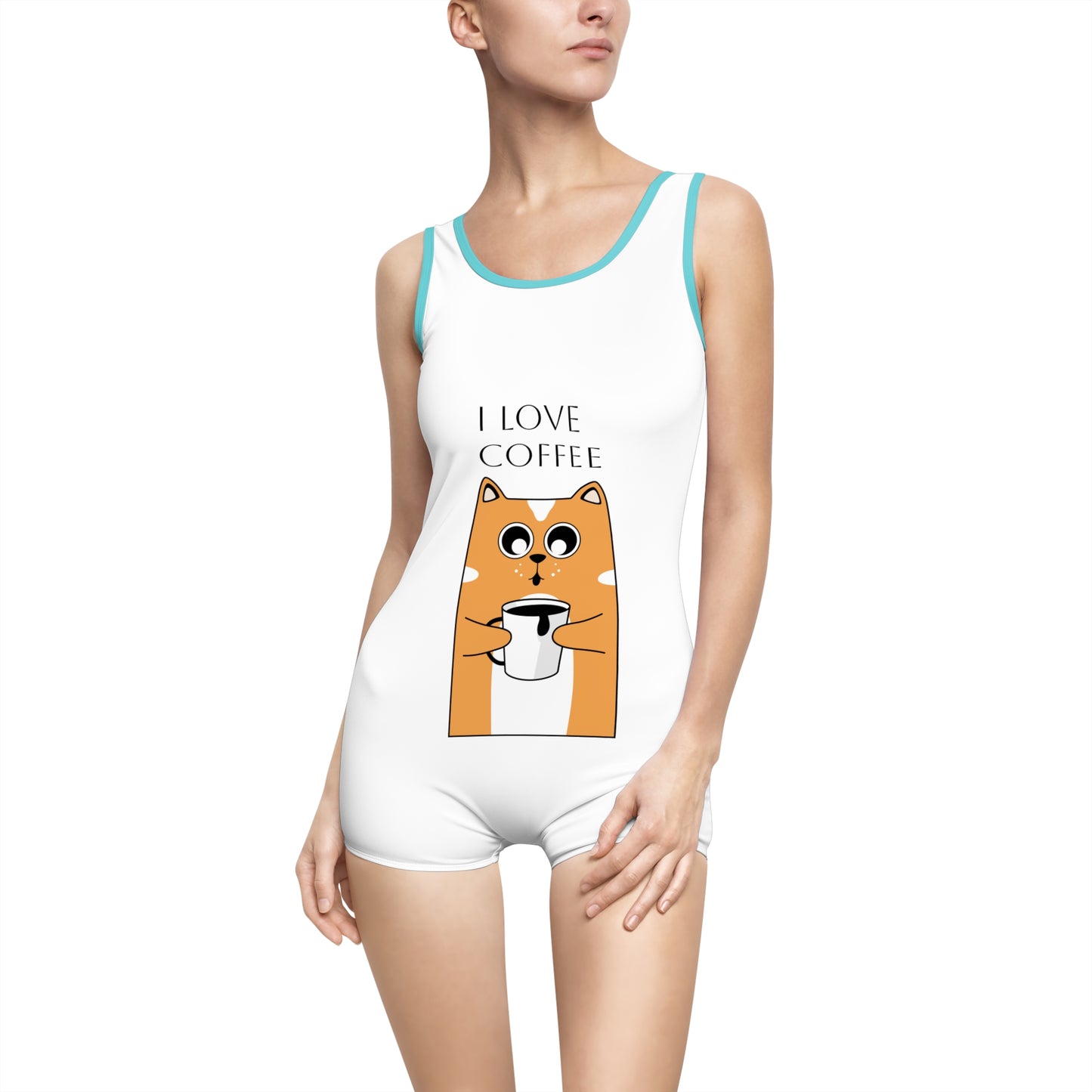 EYC I Love Coffee Women's Vintage Swimsuit - Playful & Fun Summer Swimwear - Express Yourself Clothz