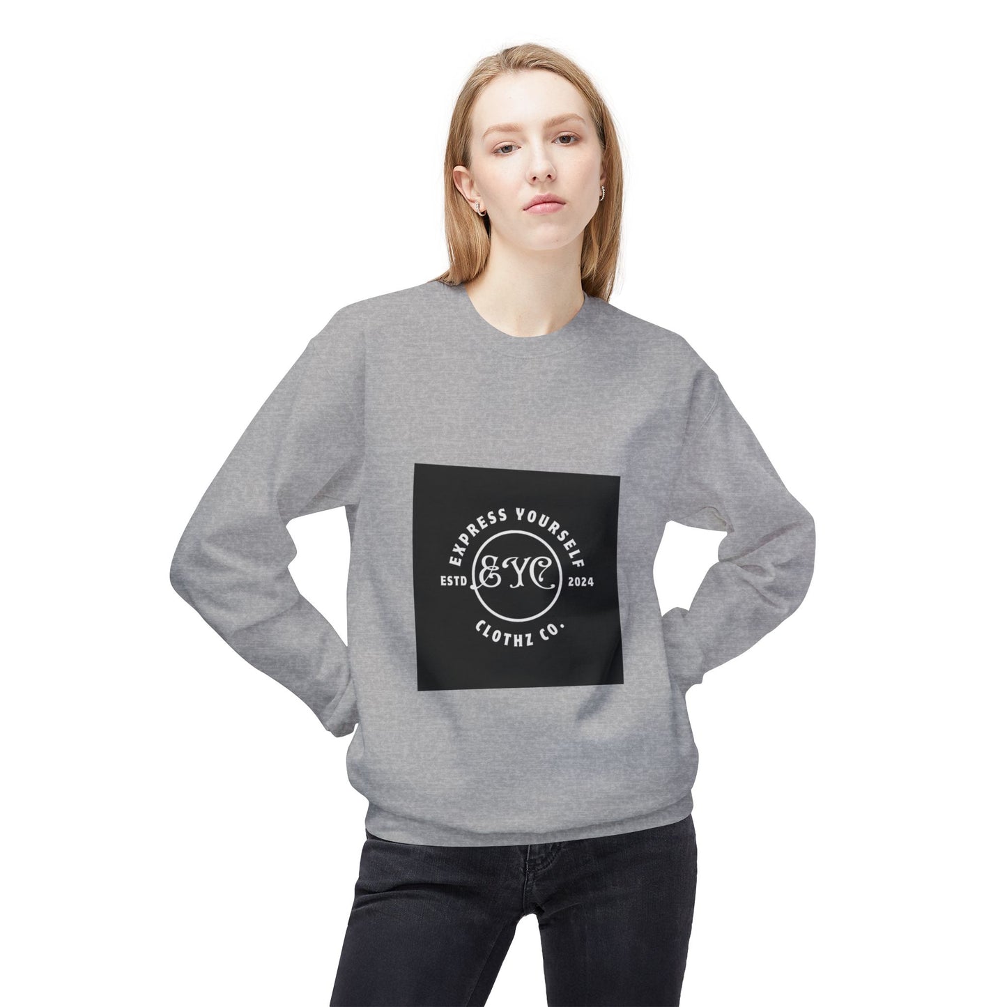 EYC Express Yourself Crewneck Sweatshirt - Unisex Midweight Fleece with QR Code - Express Yourself Clothz
