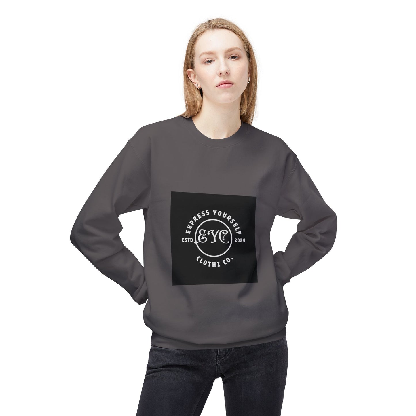 EYC Express Yourself Crewneck Sweatshirt - Unisex Midweight Fleece with QR Code - Express Yourself Clothz