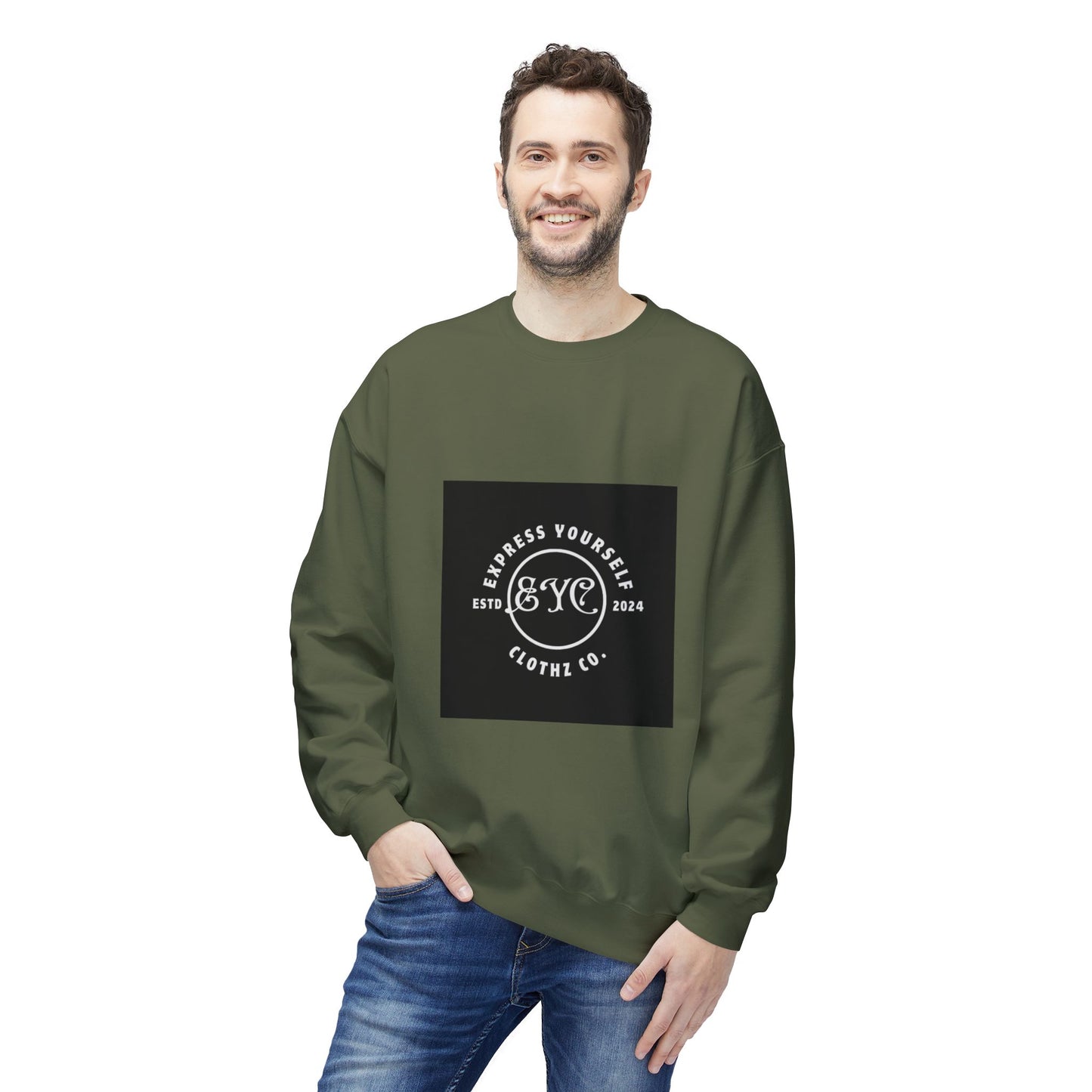 EYC Express Yourself Crewneck Sweatshirt - Unisex Midweight Fleece with QR Code - Express Yourself Clothz