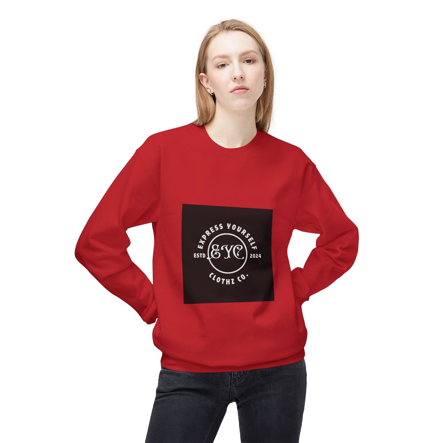 EYC Express Yourself Crewneck Sweatshirt - Unisex Midweight Fleece with QR Code - Express Yourself Clothz