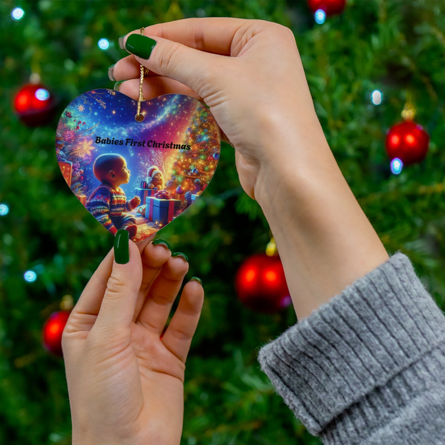 EYC Babies First Christmas Ceramic Ornament - 4 Unique Shapes for Holiday Memories