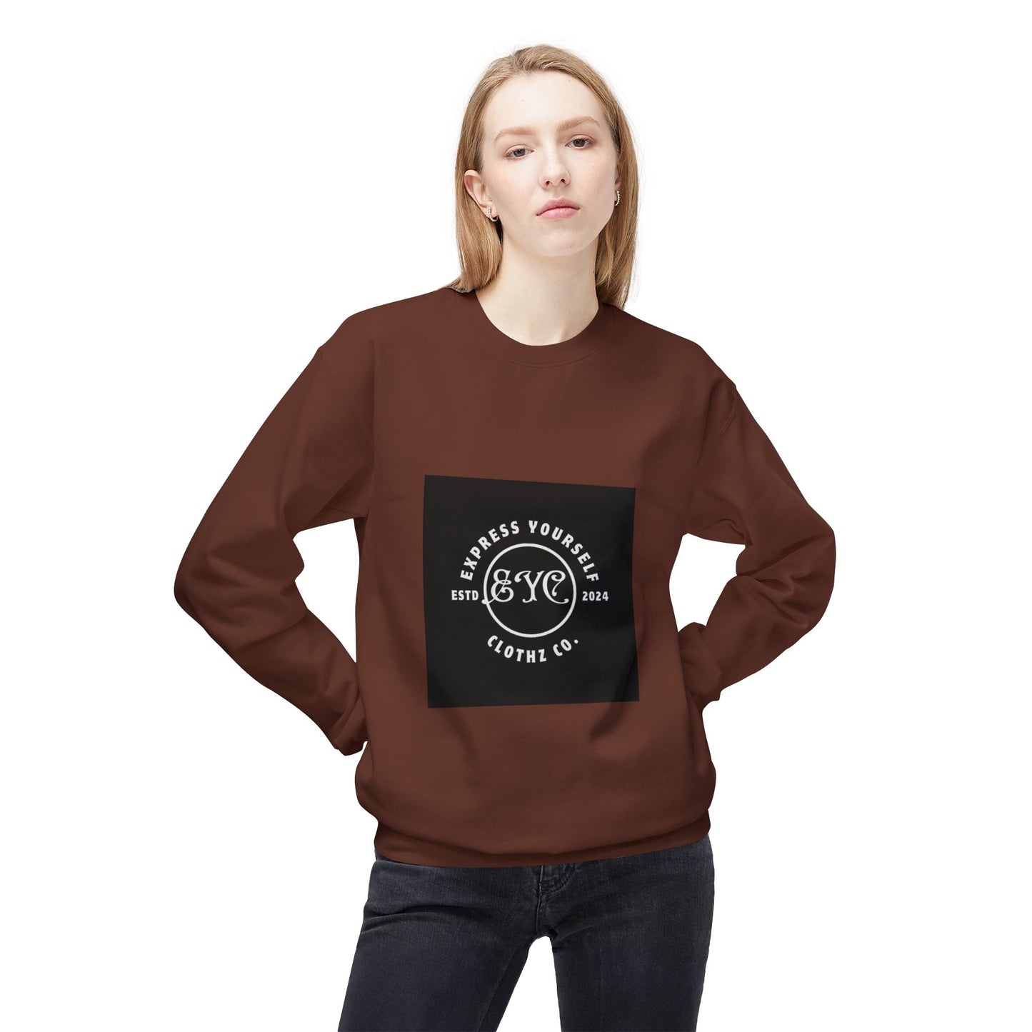 EYC Express Yourself Crewneck Sweatshirt - Unisex Midweight Fleece with QR Code